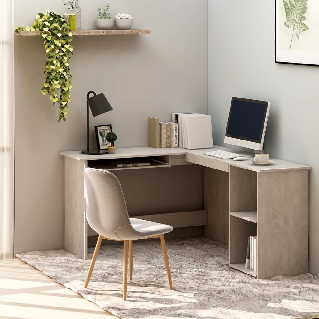 vidaXL Kutni radni stol siva boja betona 120 x 140 x 75 cm od iverice