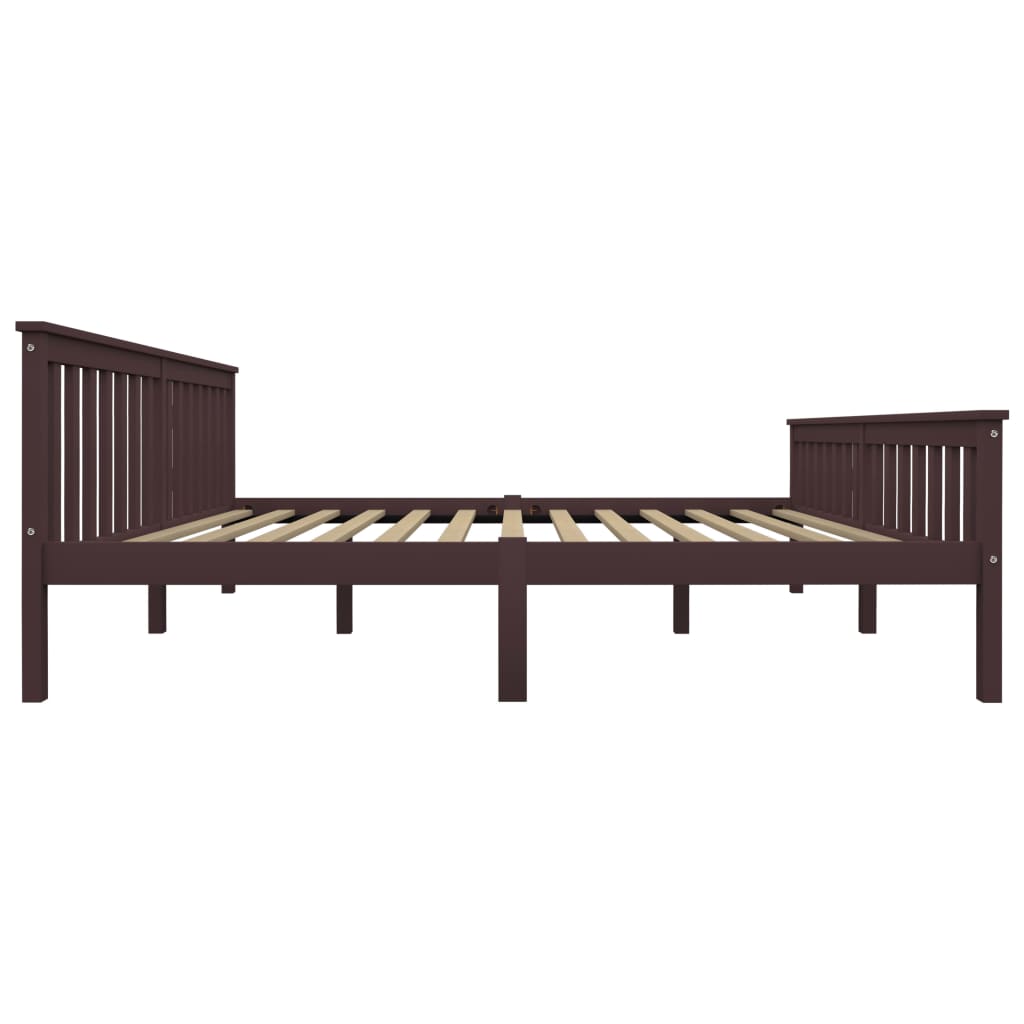 vidaXL Okvir za krevet od masivne borovine tamnosmeđi 180 x 200 cm