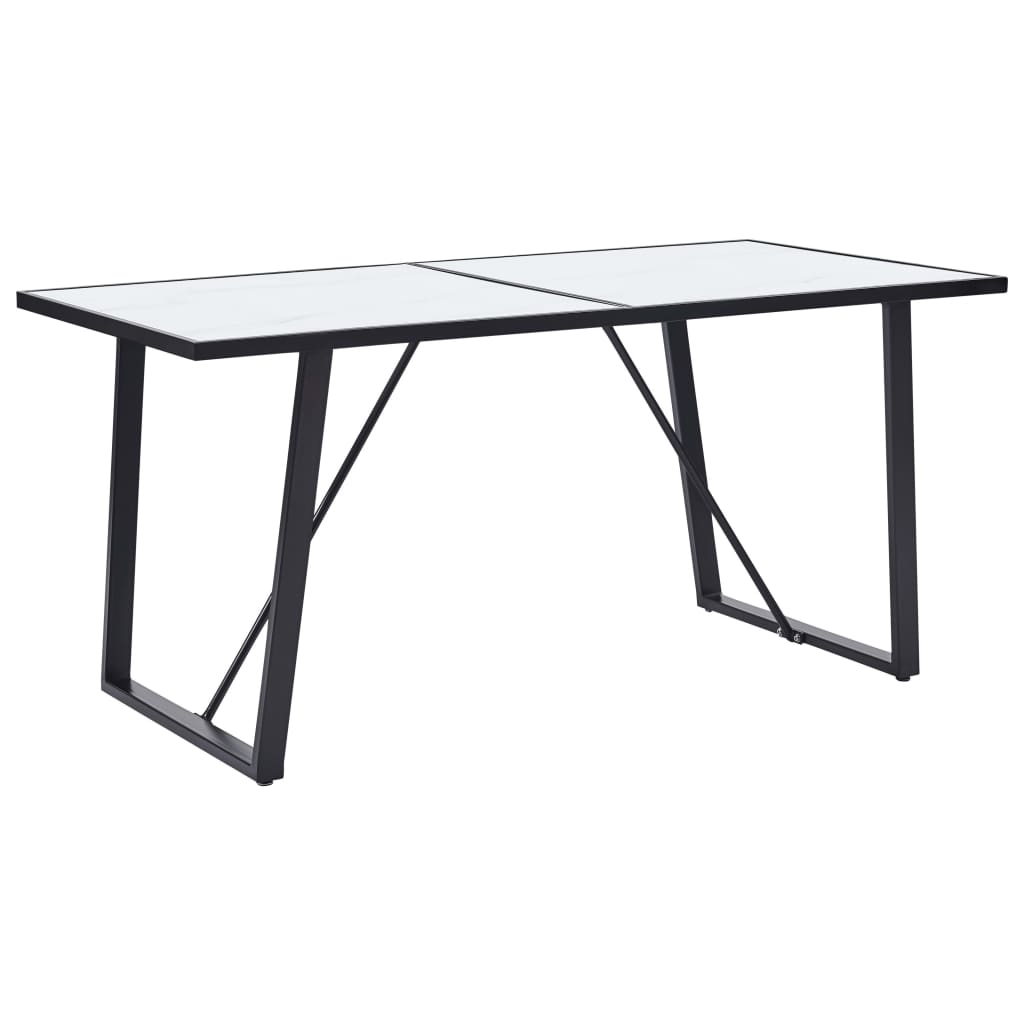 vidaXL Blagovaonski stol bijeli 140 x 70 x 75 cm od kaljenog stakla