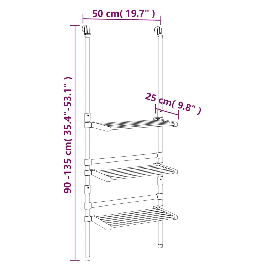 vidaXL Viseći stalak za sušenje rublja s 3 razine aluminijski