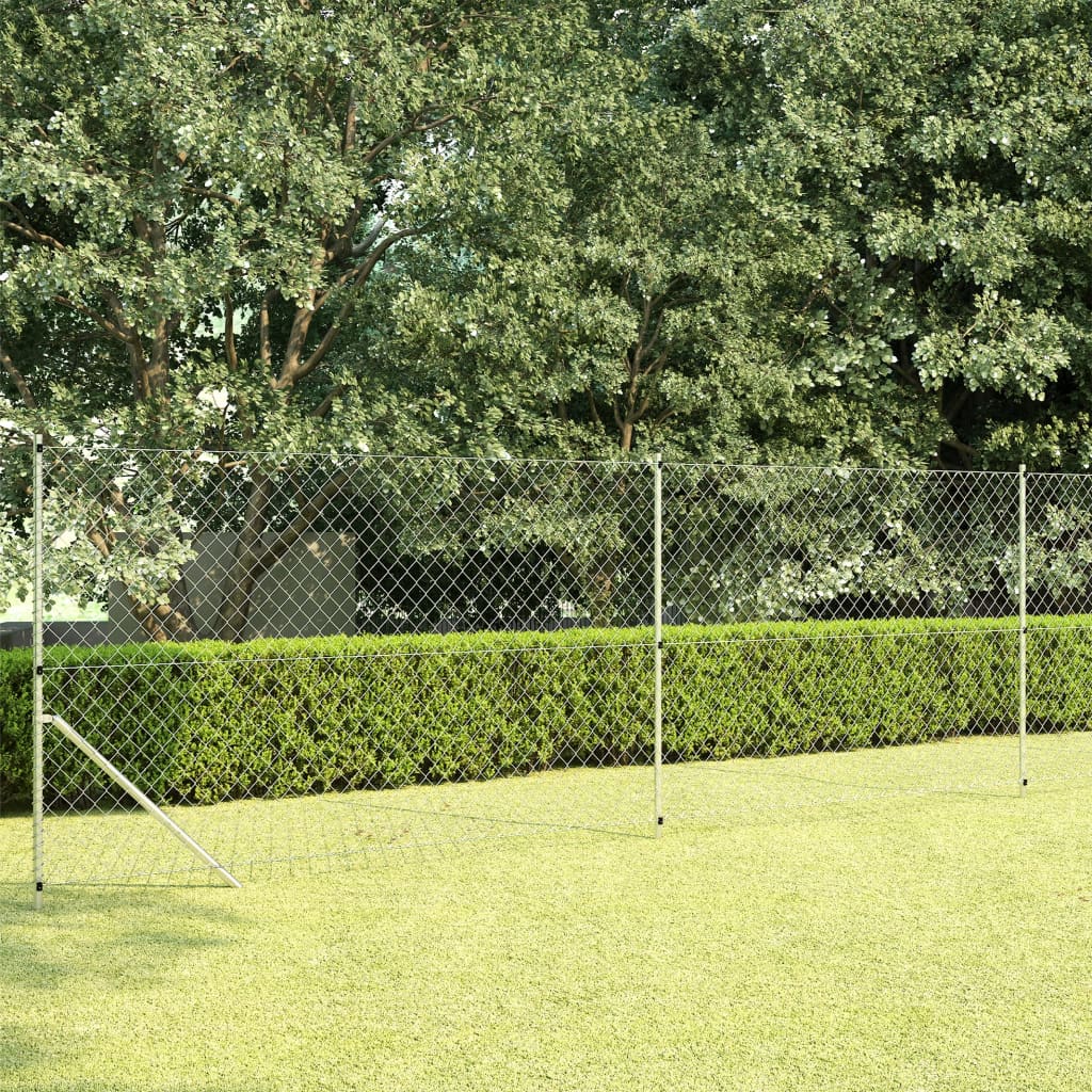 vidaXL Žičana ograda sa stupovima pocinčani čelik 15 x 1,5 m srebrna