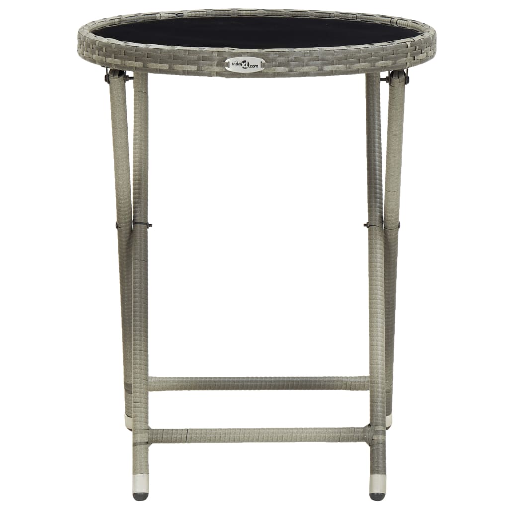 vidaXL Stolić za čaj sivi 60 cm poliratana od kaljenog stakla