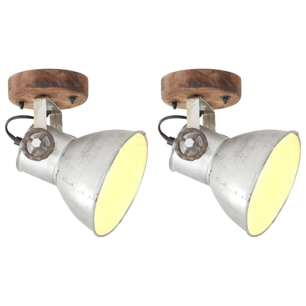 vidaXL Industrijske zidne/stropne svjetiljke 2kom srebrne 20x25 cm E27