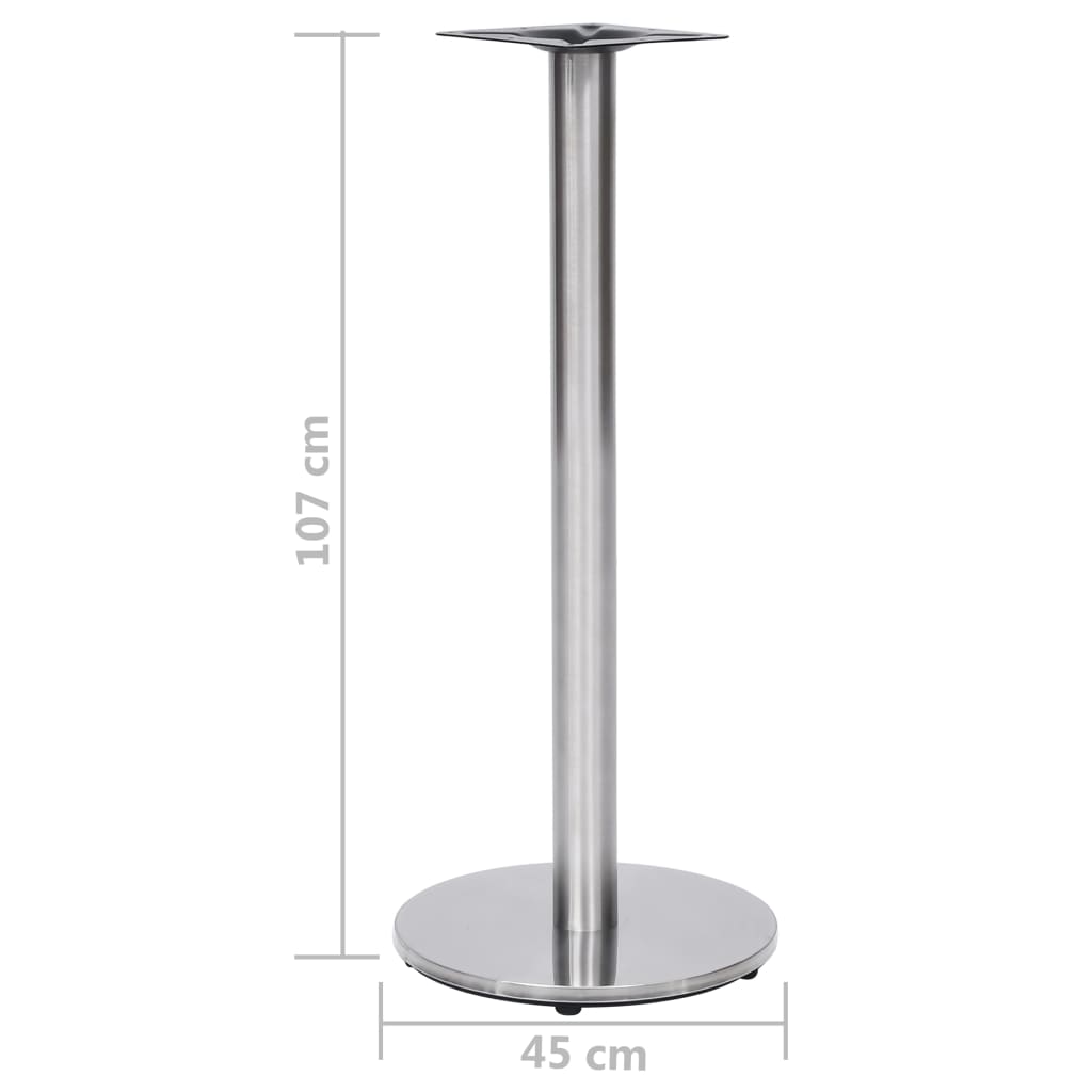 vidaXL Noga za bistro stol srebrna Ø 45 x 107 cm od nehrđajućeg čelika
