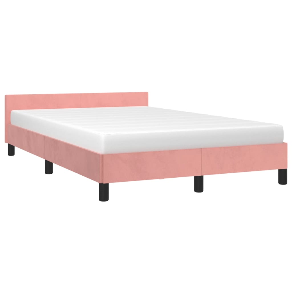 vidaXL Okvir za krevet s uzglavljem ružičasti 120 x 190 cm baršunasti