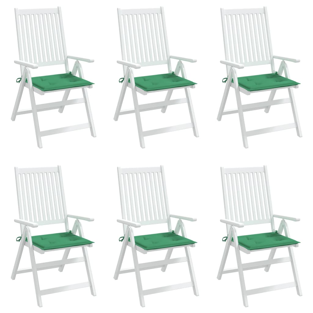 vidaXL Jastuci za vrtne stolice 6 kom zeleni 40 x 40 x 3 cm od tkanine