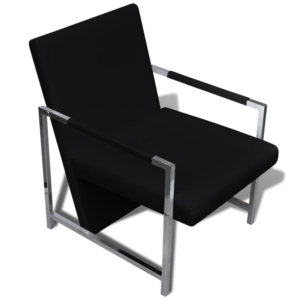 vidaXL Fotelje od umjetne kože s kromiranim okvirom 2 kom crne