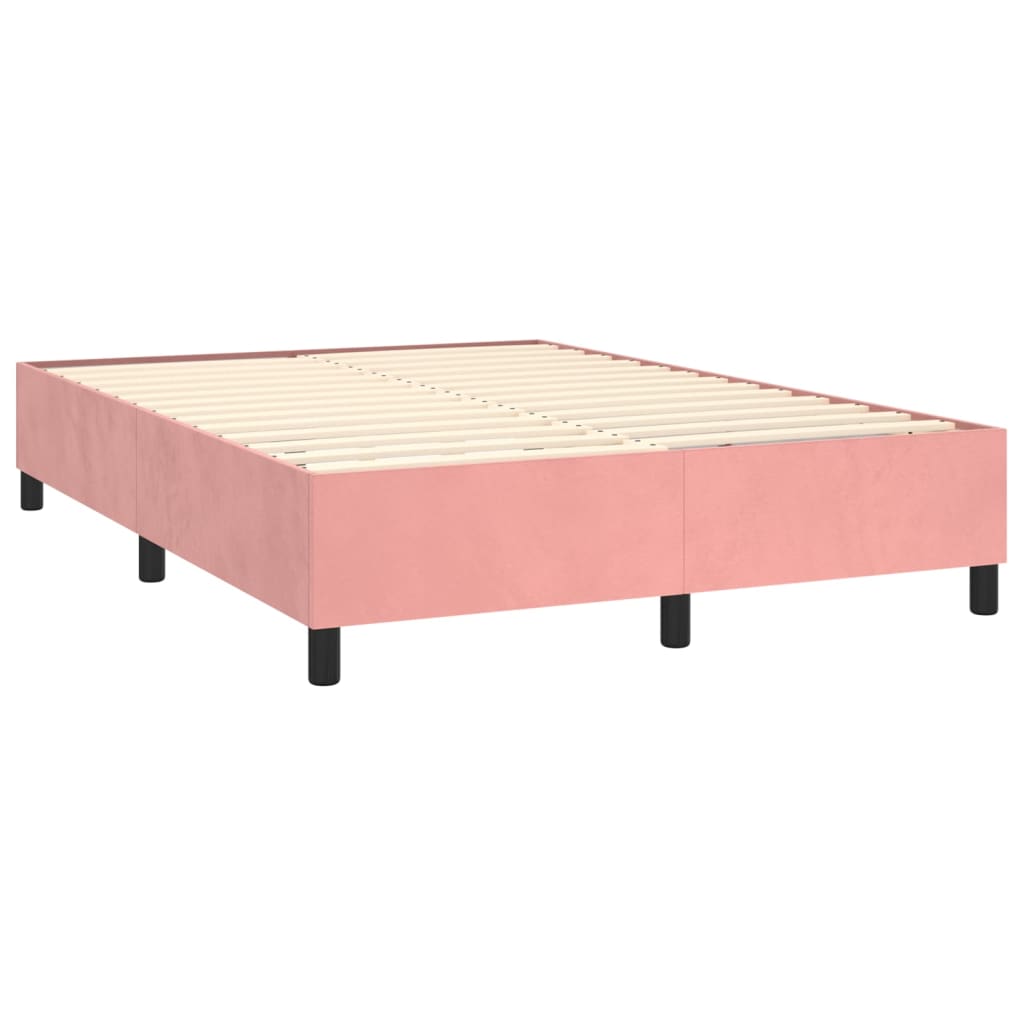 vidaXL Krevet s oprugama i madracem ružičasti 140x190 cm baršunasti