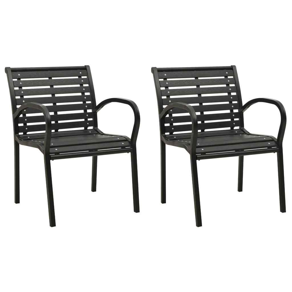 vidaXL Vrtne stolice 2 kom od čelika i WPC-a crne
