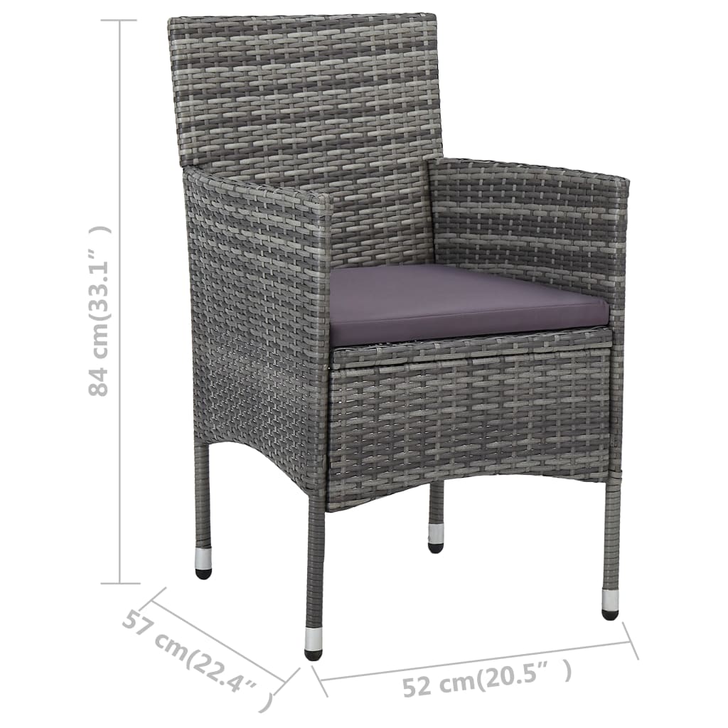 vidaXL Vrtne blagovaonske stolice od poliratana 2 kom sive