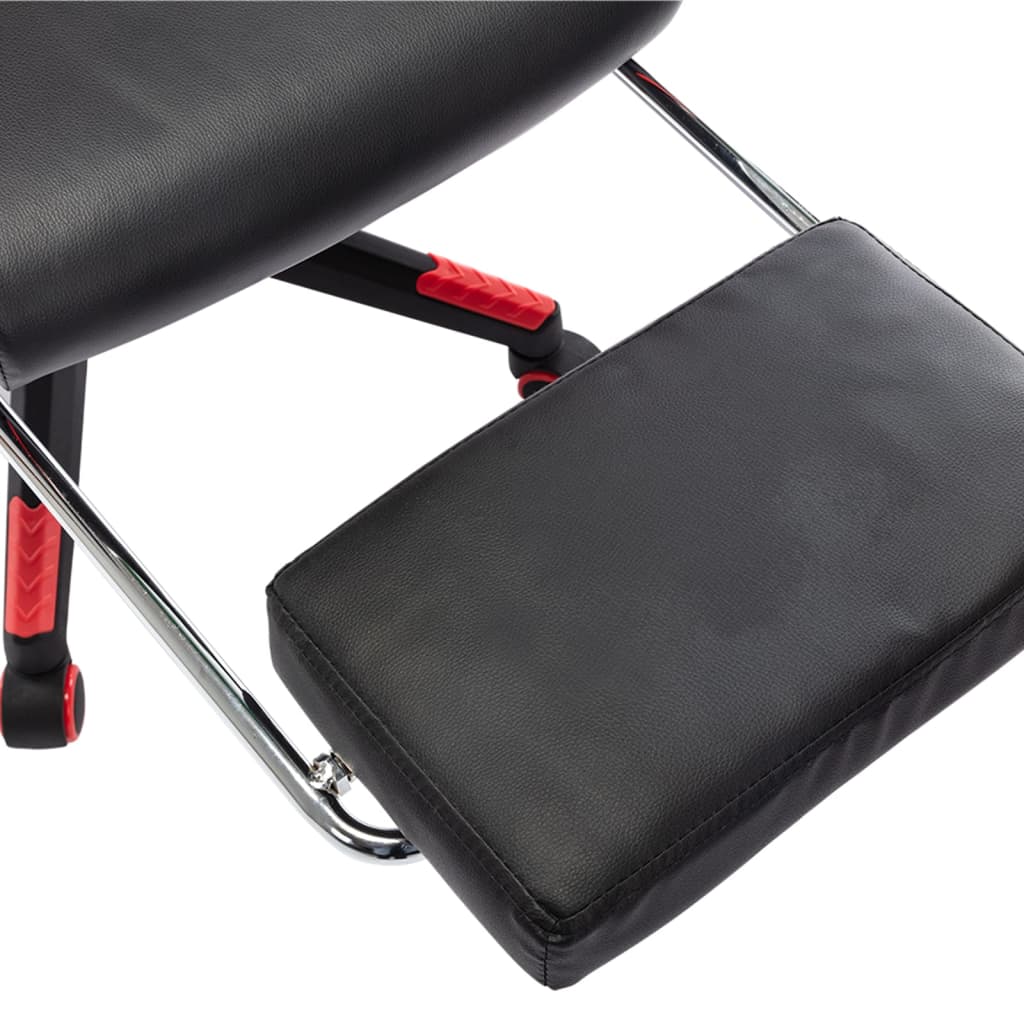 vidaXL Igraća stolica od umjetne kože s osloncem za noge crno-crvena