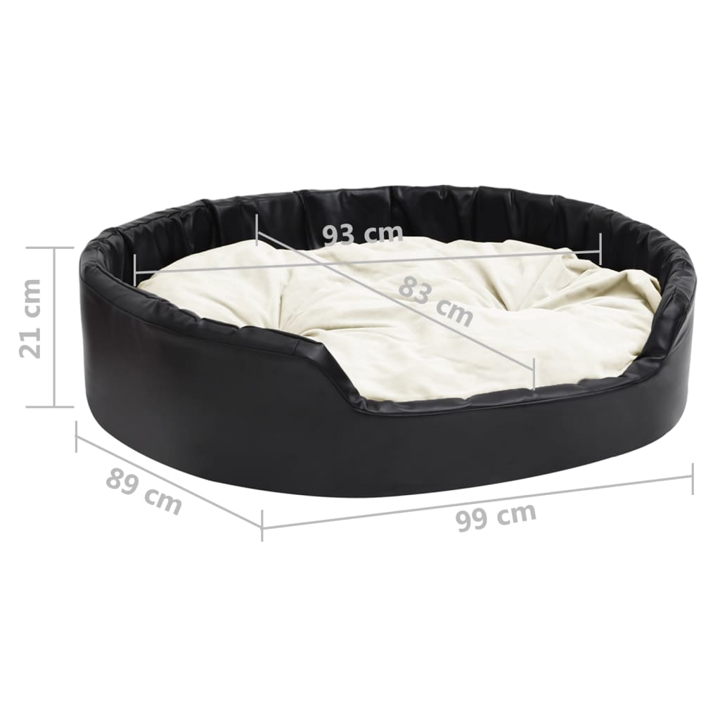 vidaXL Krevet za pse crni i bež 99 x 89 x 21 cm pliš i umjetna koža