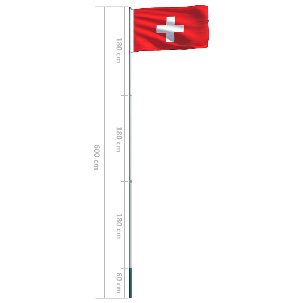 vidaXL Švicarska zastava s aluminijskim stupom 6 m