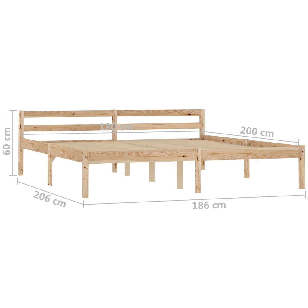 vidaXL Okvir za krevet od masivne borovine 180 x 200 cm