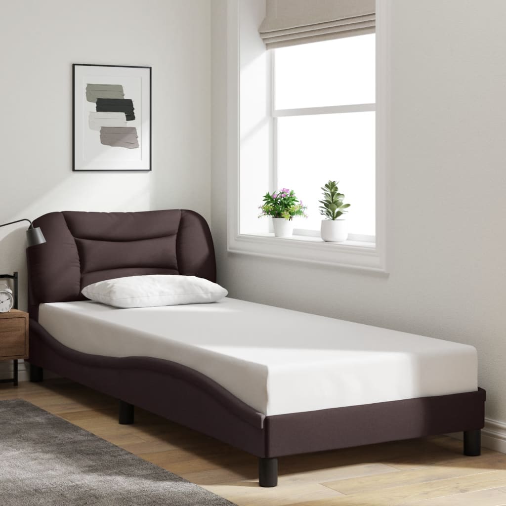 vidaXL Okvir za krevet s uzglavljem tamnosmeđi 90x200 cm od tkanine
