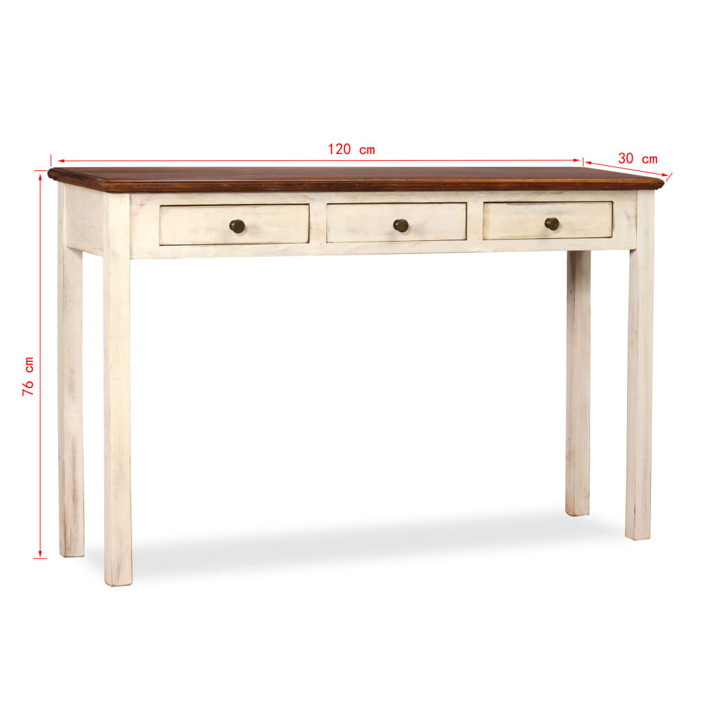 vidaXL Konzolni stol od masivnog drva šišama i manga 120 x 30 x 76 cm