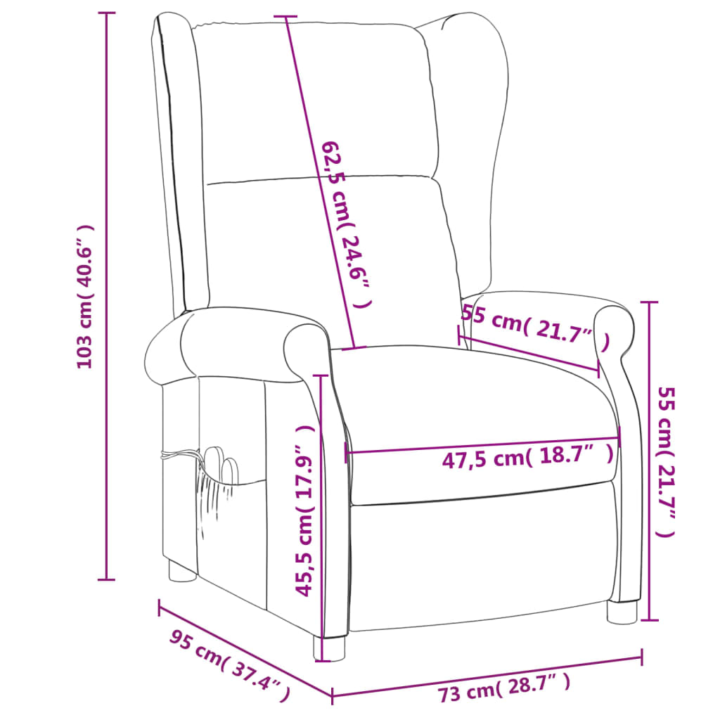 vidaXL Električna masažna fotelja krilni naslon tamnosiva od tkanine