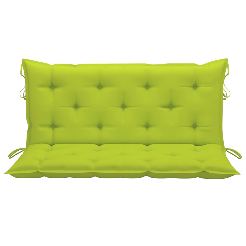 vidaXL Klupa za ljuljanje s jarko zelenim jastukom 120 cm od tikovine