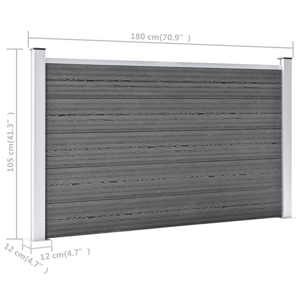 vidaXL Vrtna ograda od WPC-a 872 x 106 cm siva