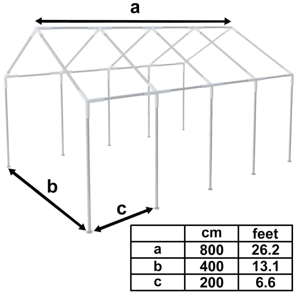 vidaXL Okvir za šator od 8 x 4 m čelični