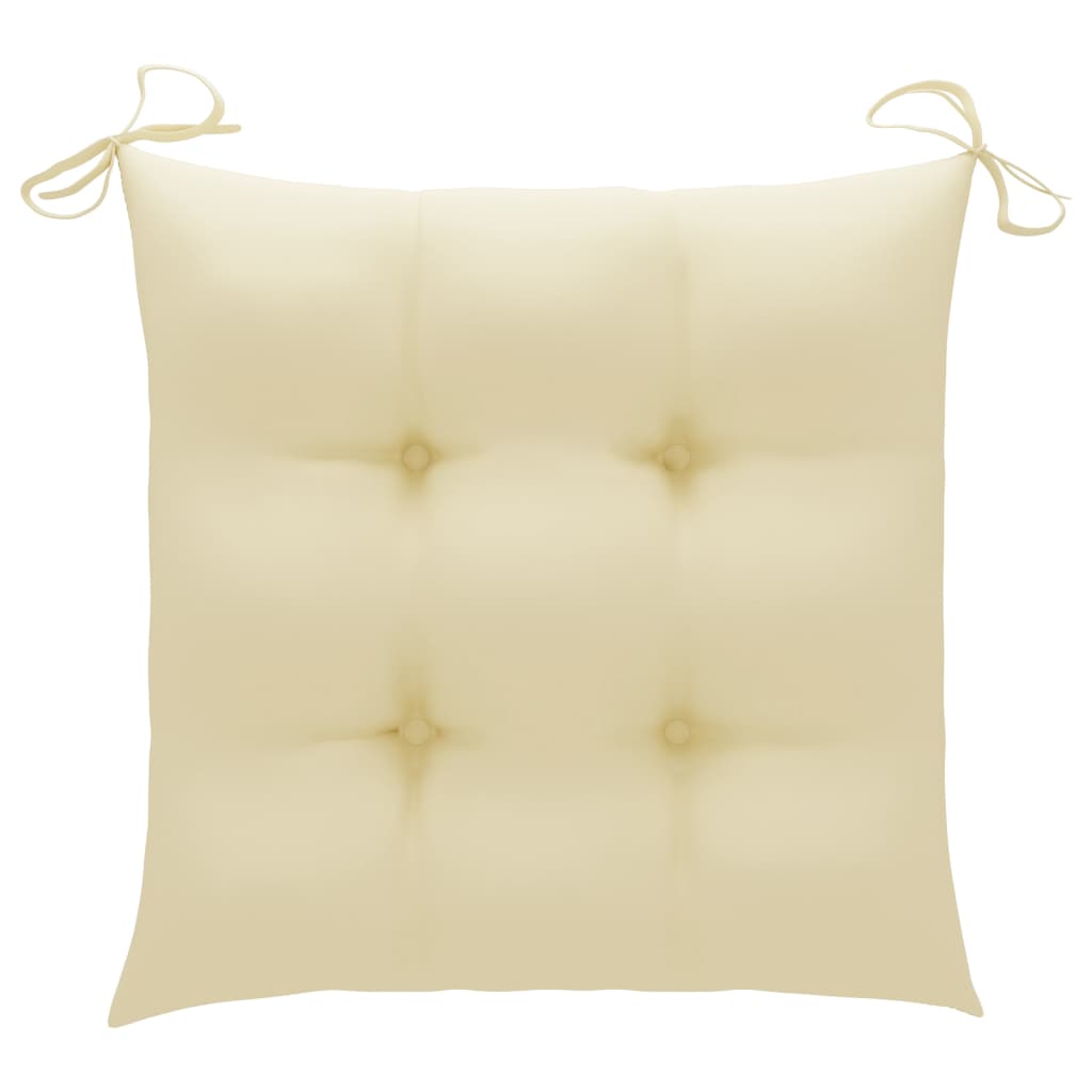 vidaXL Stolica za ljuljanje s krem bijelim jastukom masivna tikovina