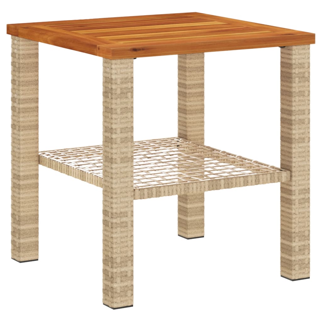 vidaXL Vrtni stol bež 40x40x42 cm od poliratana i drva bagrema