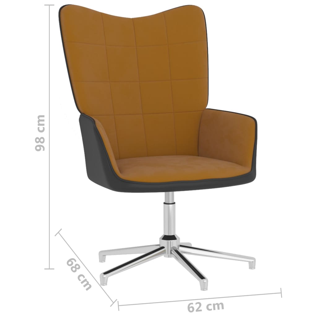 vidaXL Stolica za opuštanje s osloncem za noge smeđa baršun i PVC