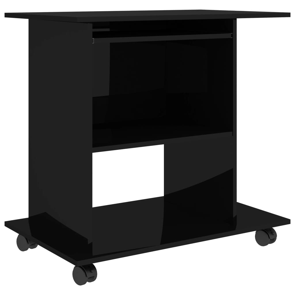 vidaXL Stol za računalo visoki sjaj crni 80 x 50 x 75 cm od iverice