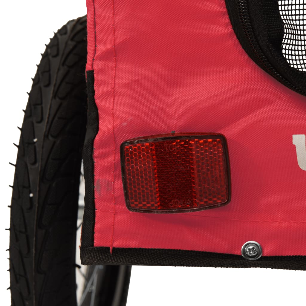 vidaXL Prikolica za bicikl za ljubimce crveno-crna tkanina i željezo
