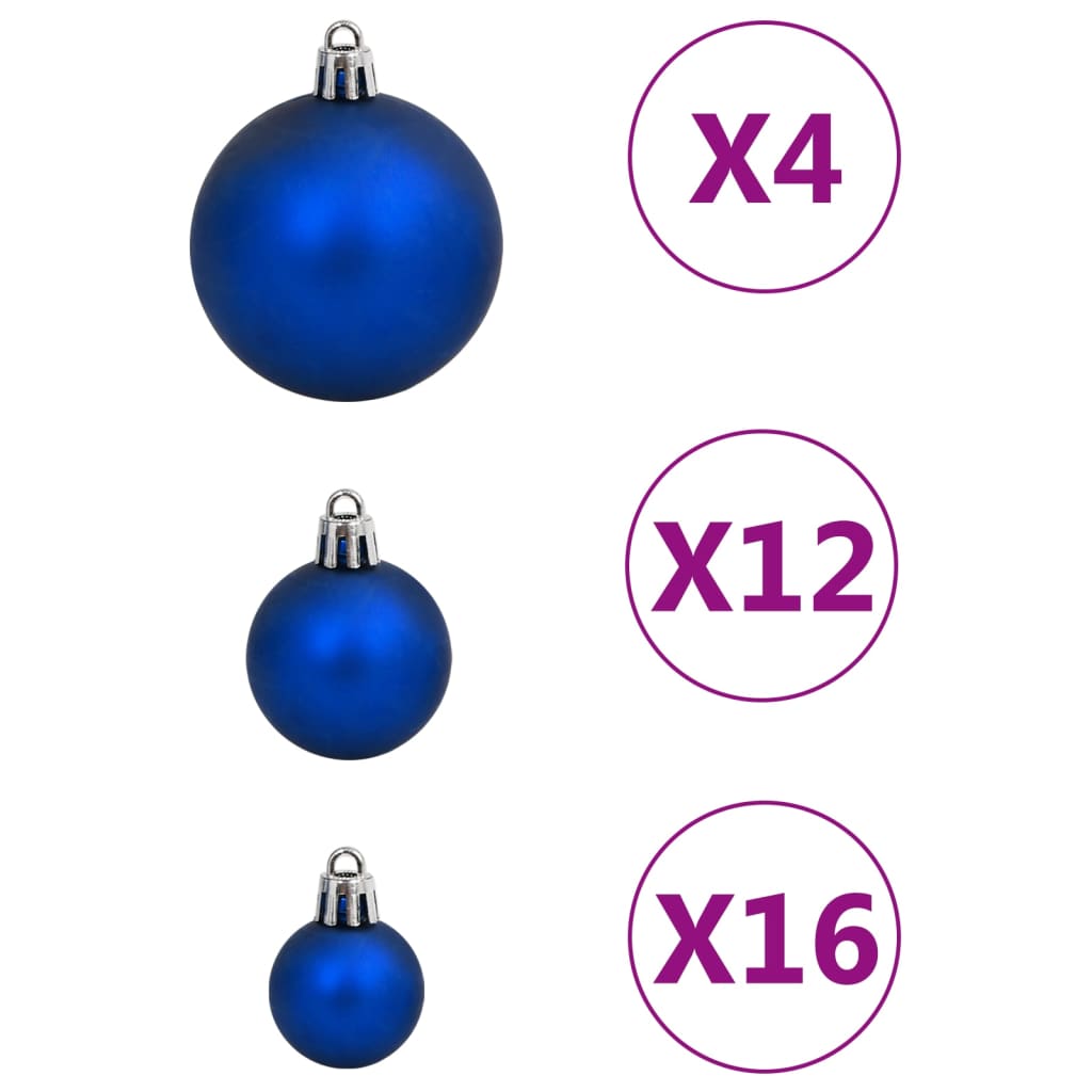 vidaXL Set božićnih kuglica od 111 komada plavi od polistirena