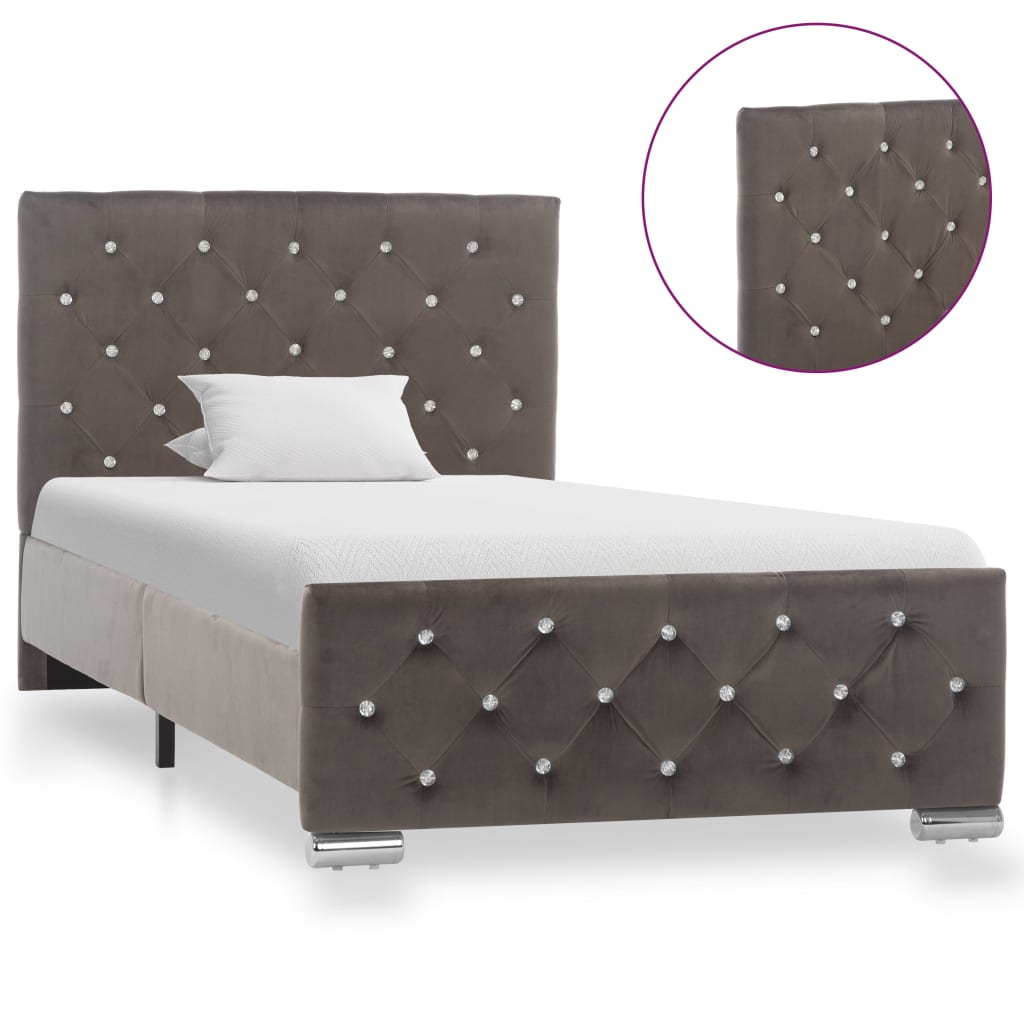 vidaXL Okvir za krevet sivi baršunasti 90 x 200 cm