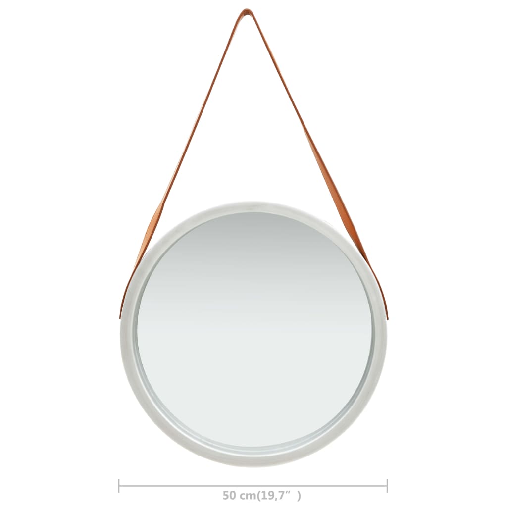 vidaXL Zidno ogledalo s trakom 50 cm srebrno