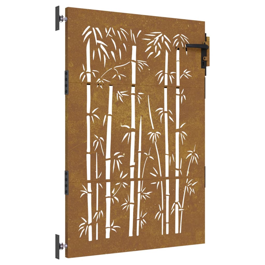 vidaXL Vrtna vrata 85 x 150 cm od čelika COR-TEN s uzorkom bambusa