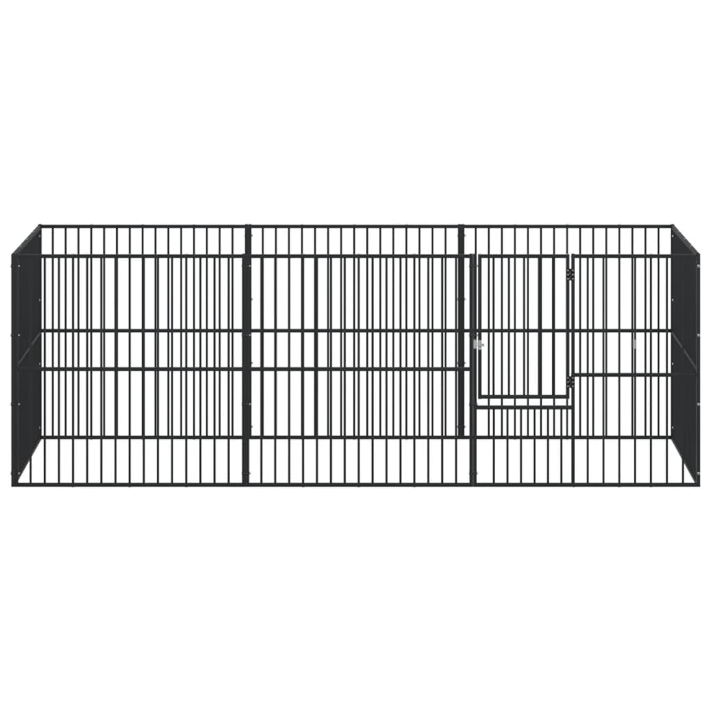 vidaXL Ograda za pse s 8 panela crna od pocinčanog čelika