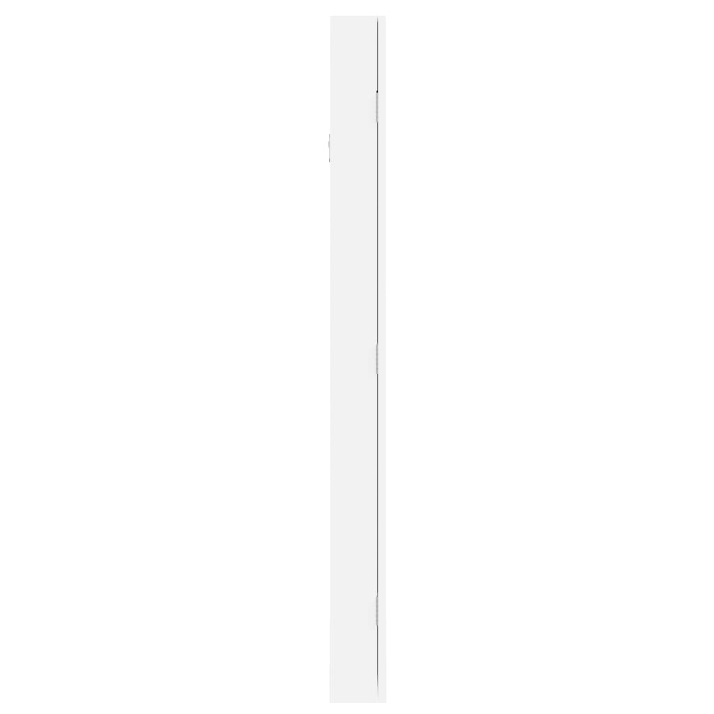 vidaXL Zidni ormarić za nakit s ogledalom bijeli 30 x 8,5 x 106 cm