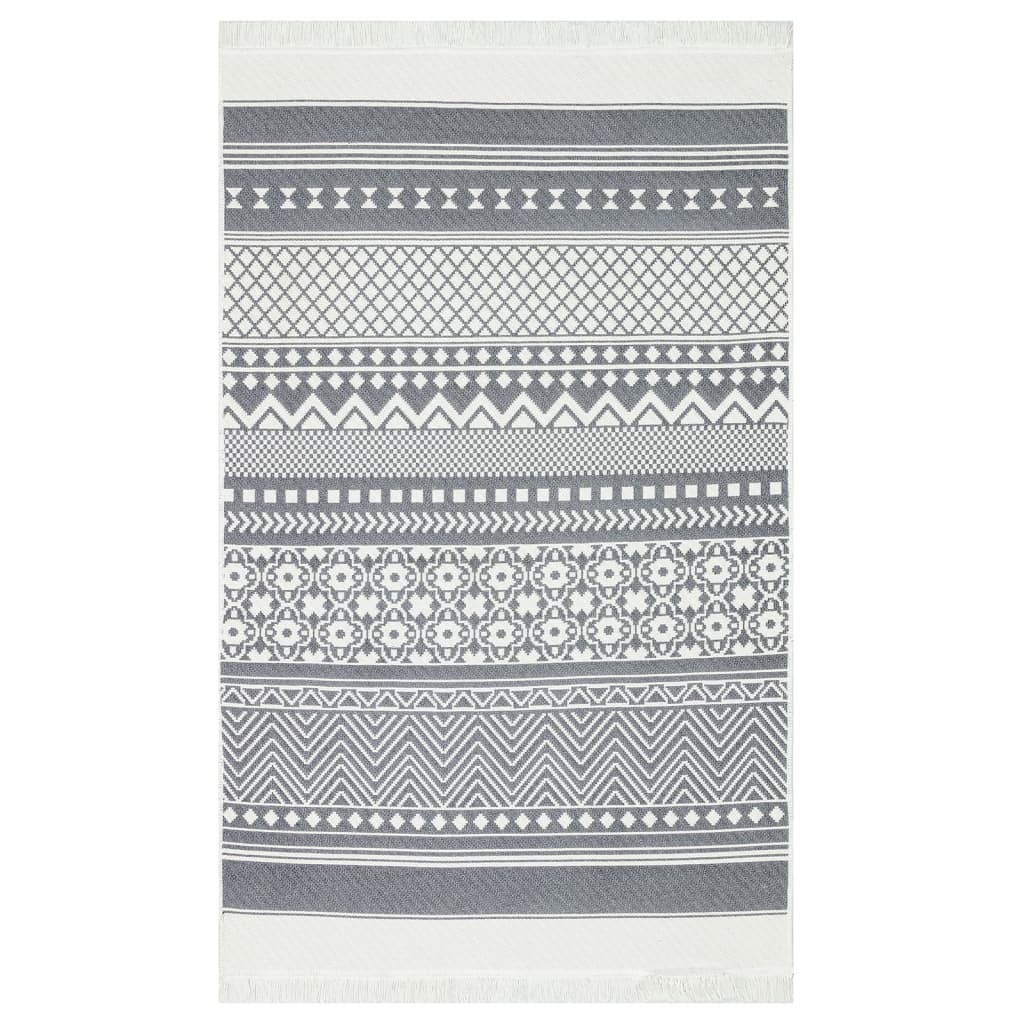 vidaXL Tepih sivo-bijeli 120 x 180 cm pamučni