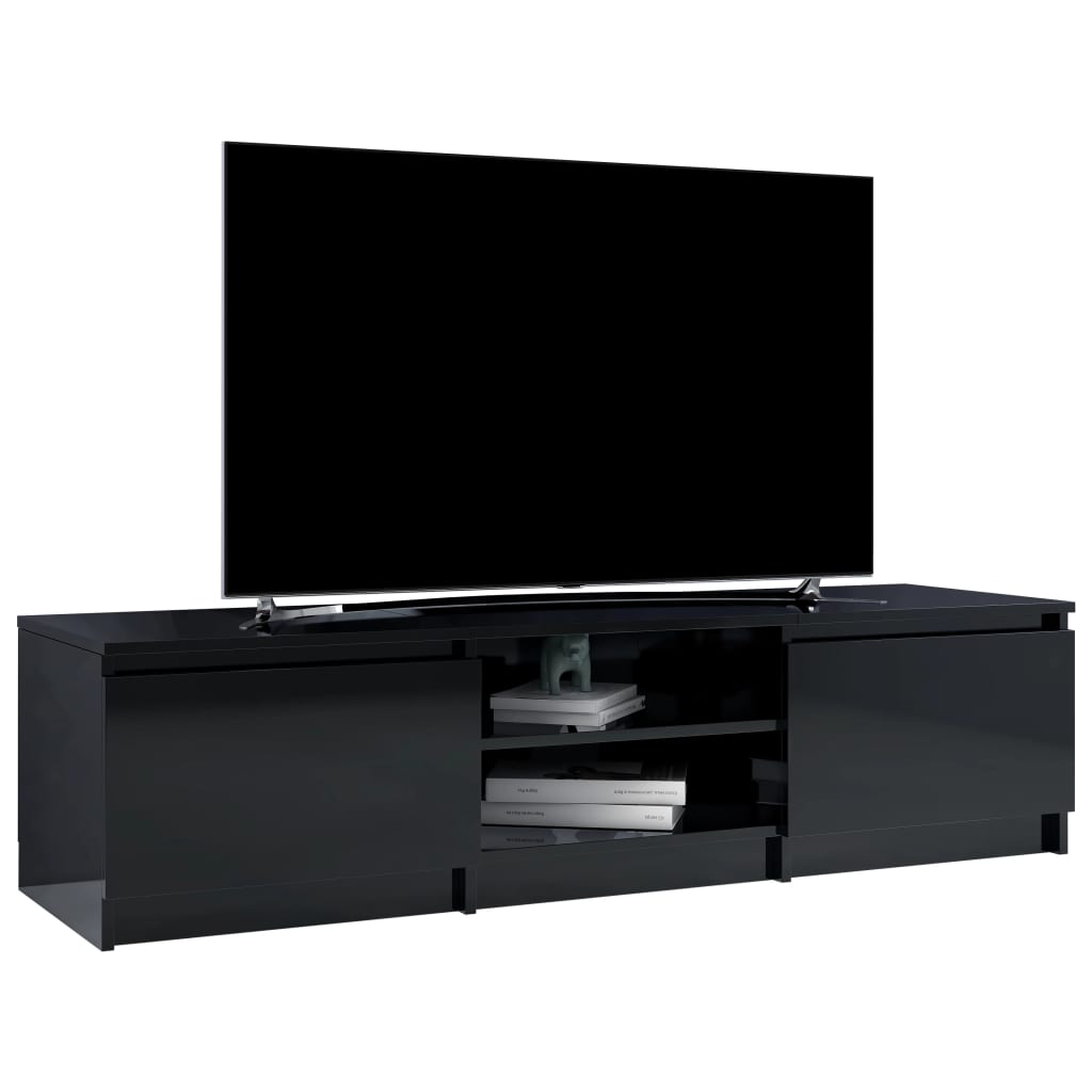 vidaXL TV ormarić od iverice visoki sjaj crni 140 x 40 x 35,5 cm