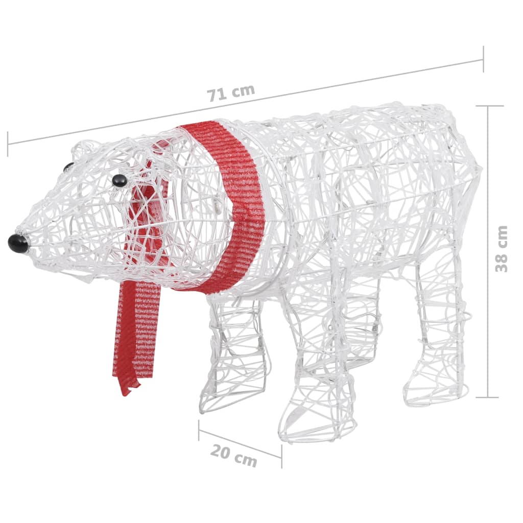 vidaXL Ukrasni božićni medvjed s 45 LED žarulja 71x20x38 cm akrilni