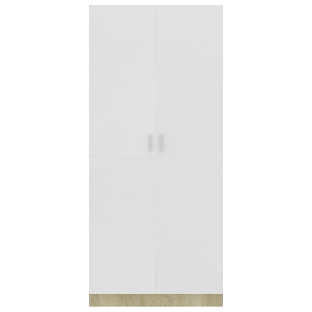 vidaXL Ormar bijeli i boja hrasta 80x52x180 cm od konstruiranog drva