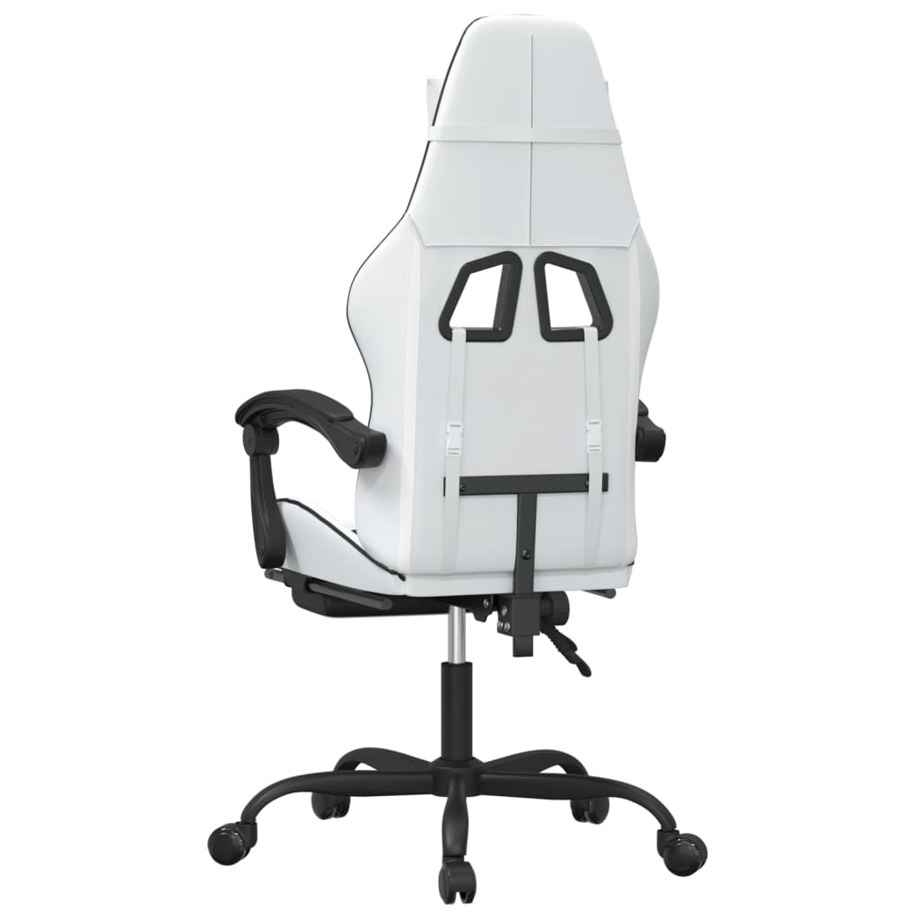 vidaXL Okretna igraća stolica s osloncem bijelo-crna od umjetne kože