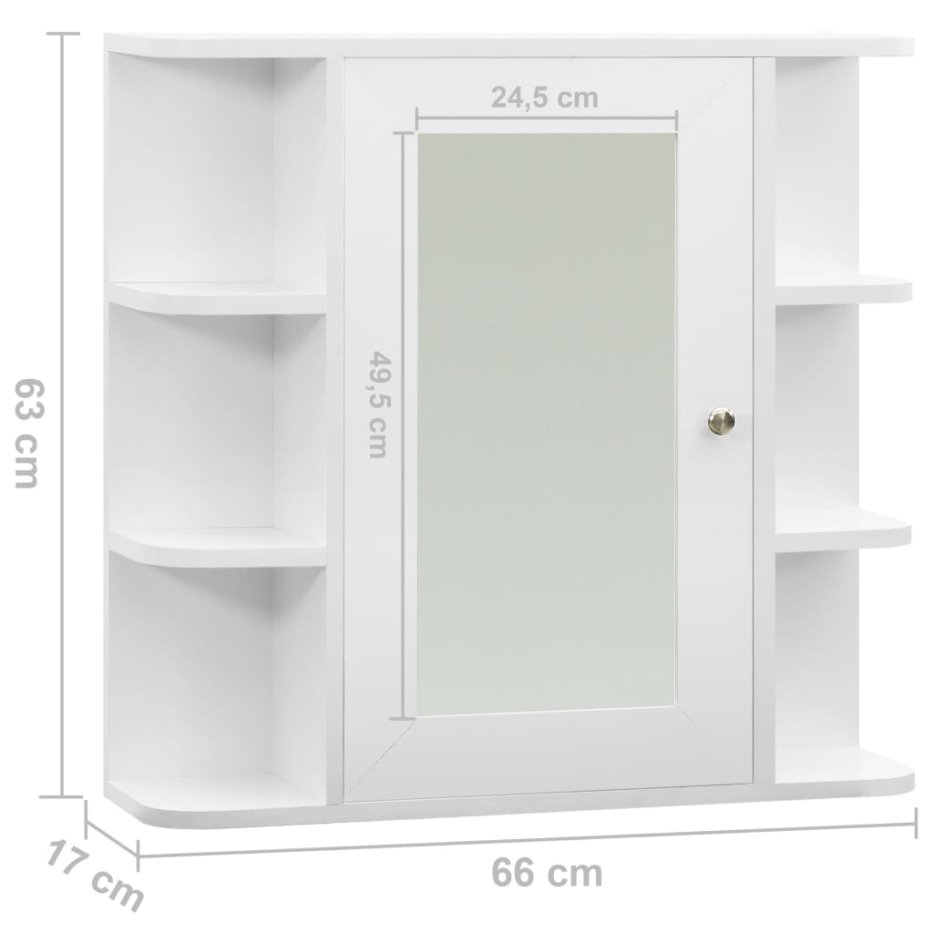 vidaXL Kupaonski ormarić s ogledalom bijeli 66 x 17 x 63 cm MDF