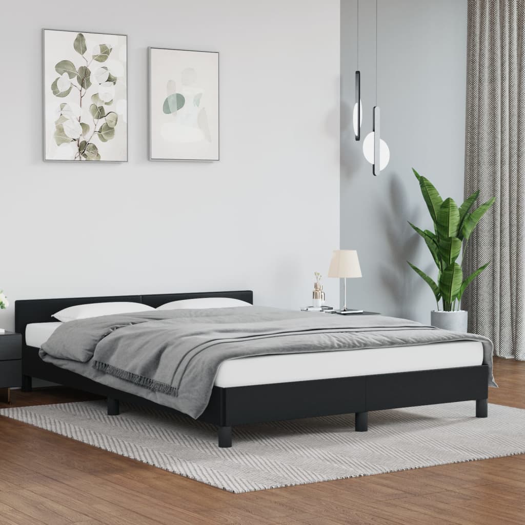 vidaXL Okvir za krevet s uzglavljem crni 140x190 cm od umjetne kože