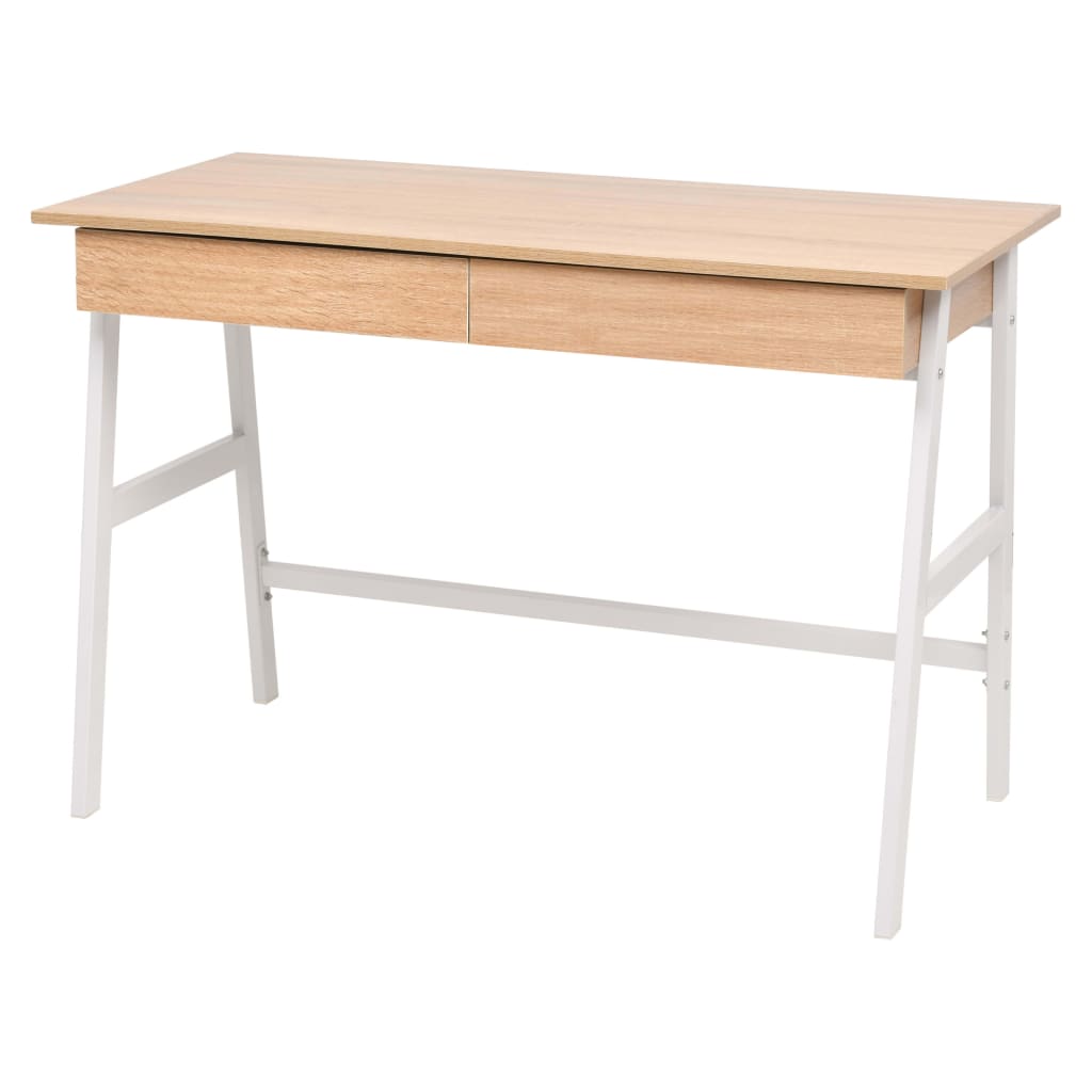 vidaXL Pisaći stol 110 x 55 x 75 cm boja hrasta i bijela