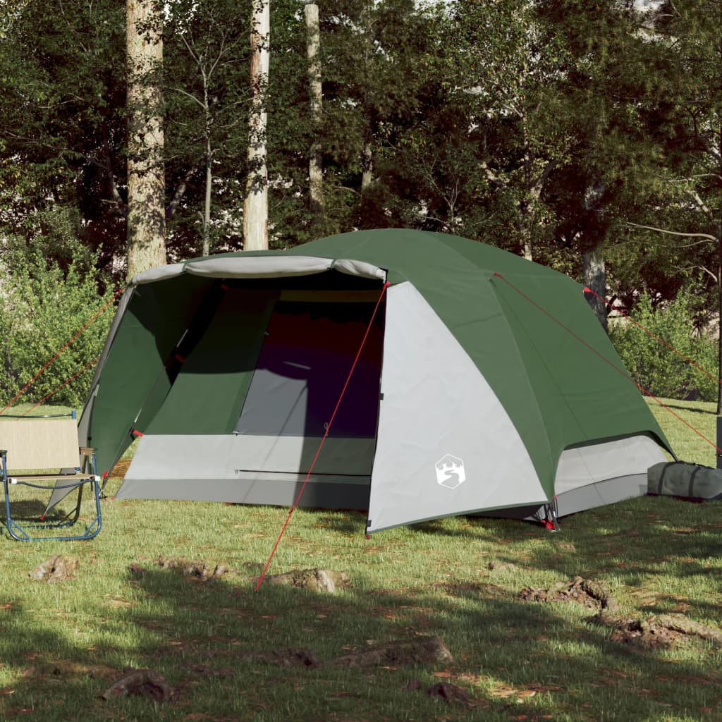 vidaXL Obiteljski šator s trijemom za 6 osoba zeleni vodootporni