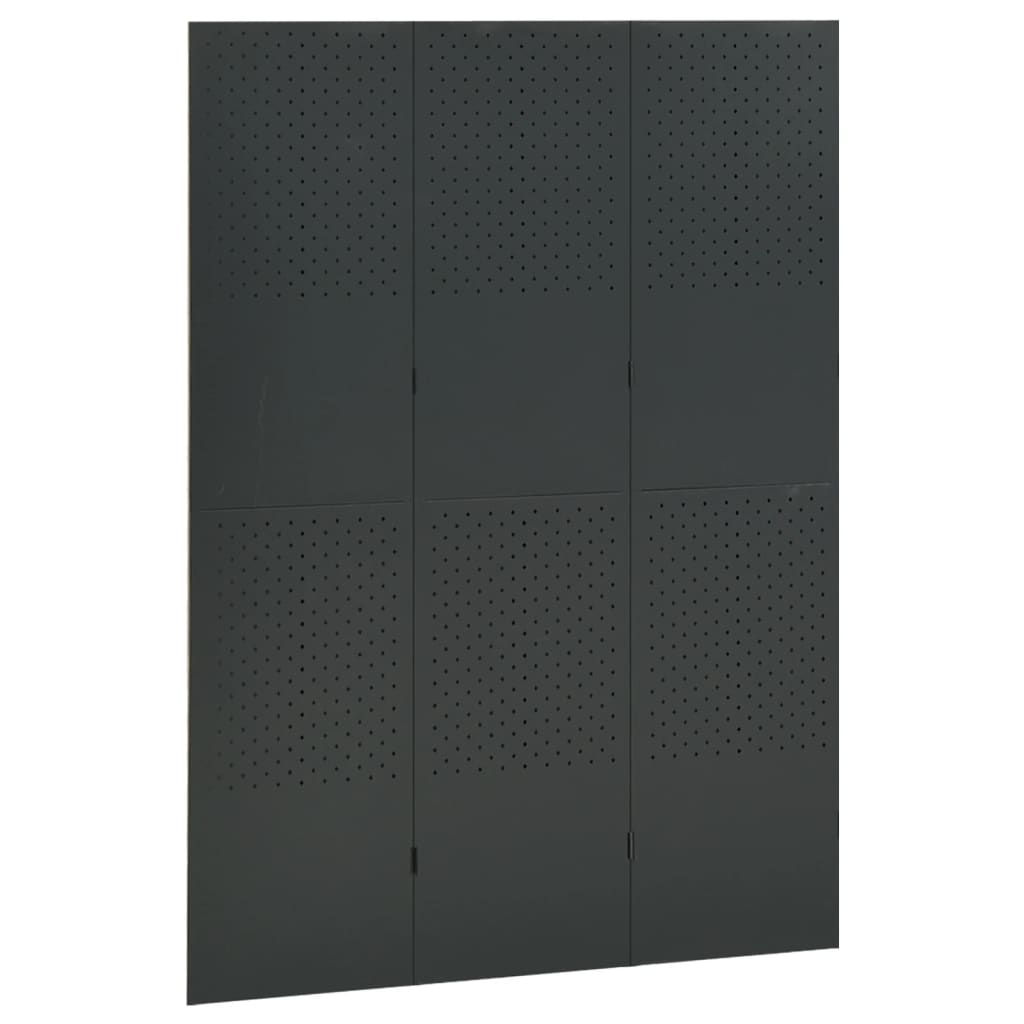 vidaXL Sobna pregrada s 3 panela antracit 120 x 180 cm čelična