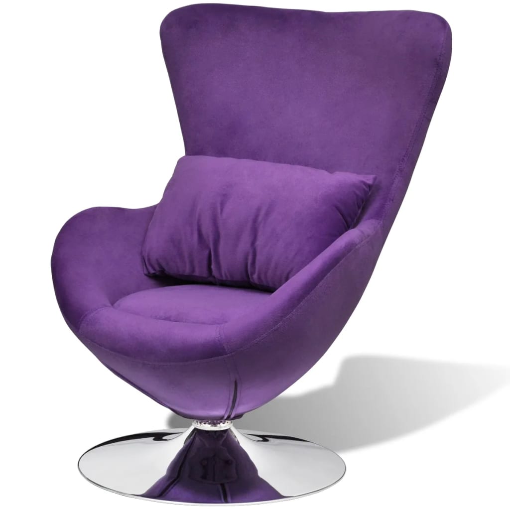 vidaXL Okretna jajolika stolica s jastukom ljubičasta baršunasta