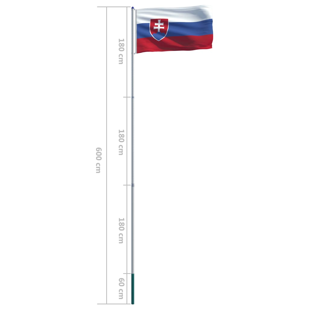vidaXL Slovačka zastava s aluminijskim stupom 6 m