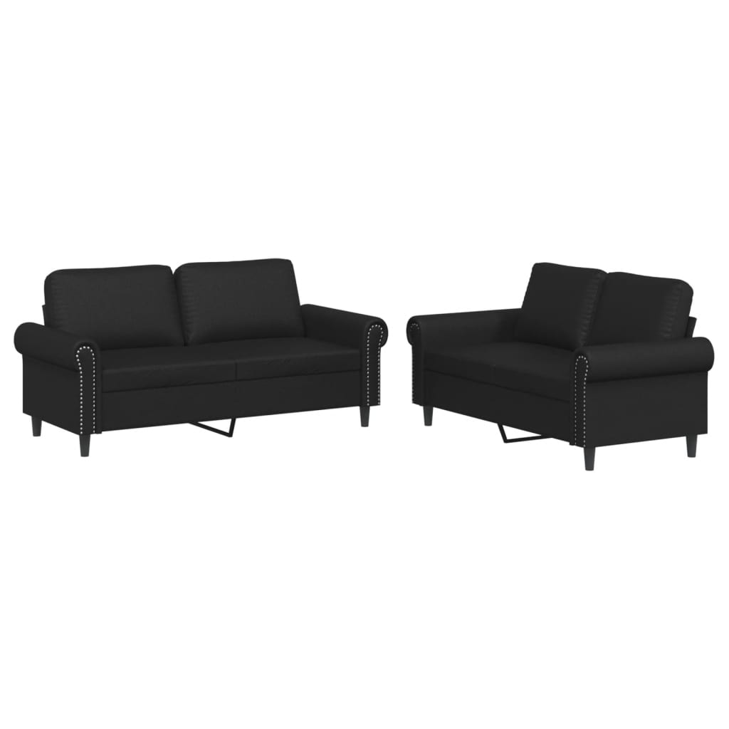 vidaXL 2-dijelni set sofa s jastucima crni od umjetne kože