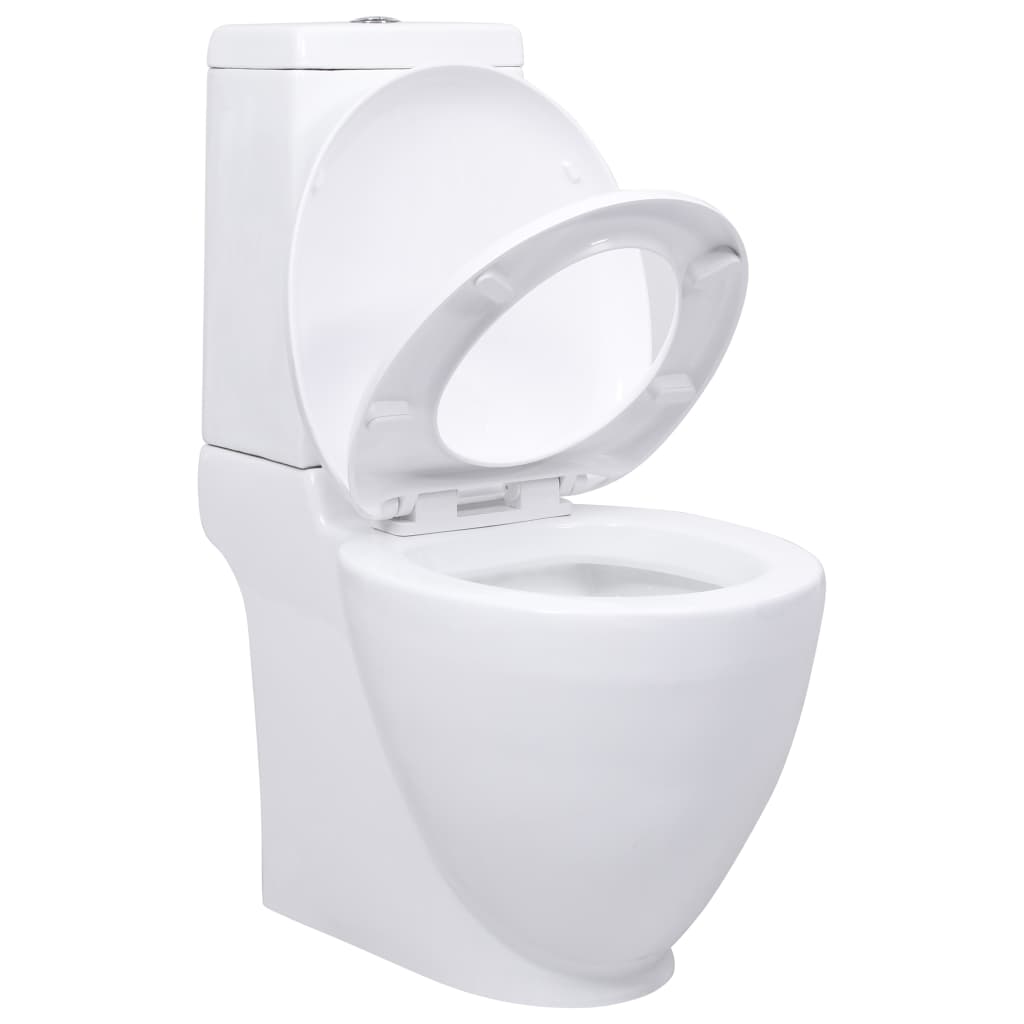 vidaXL Keramička okrugla toaletna školjka s protokom vode bijela
