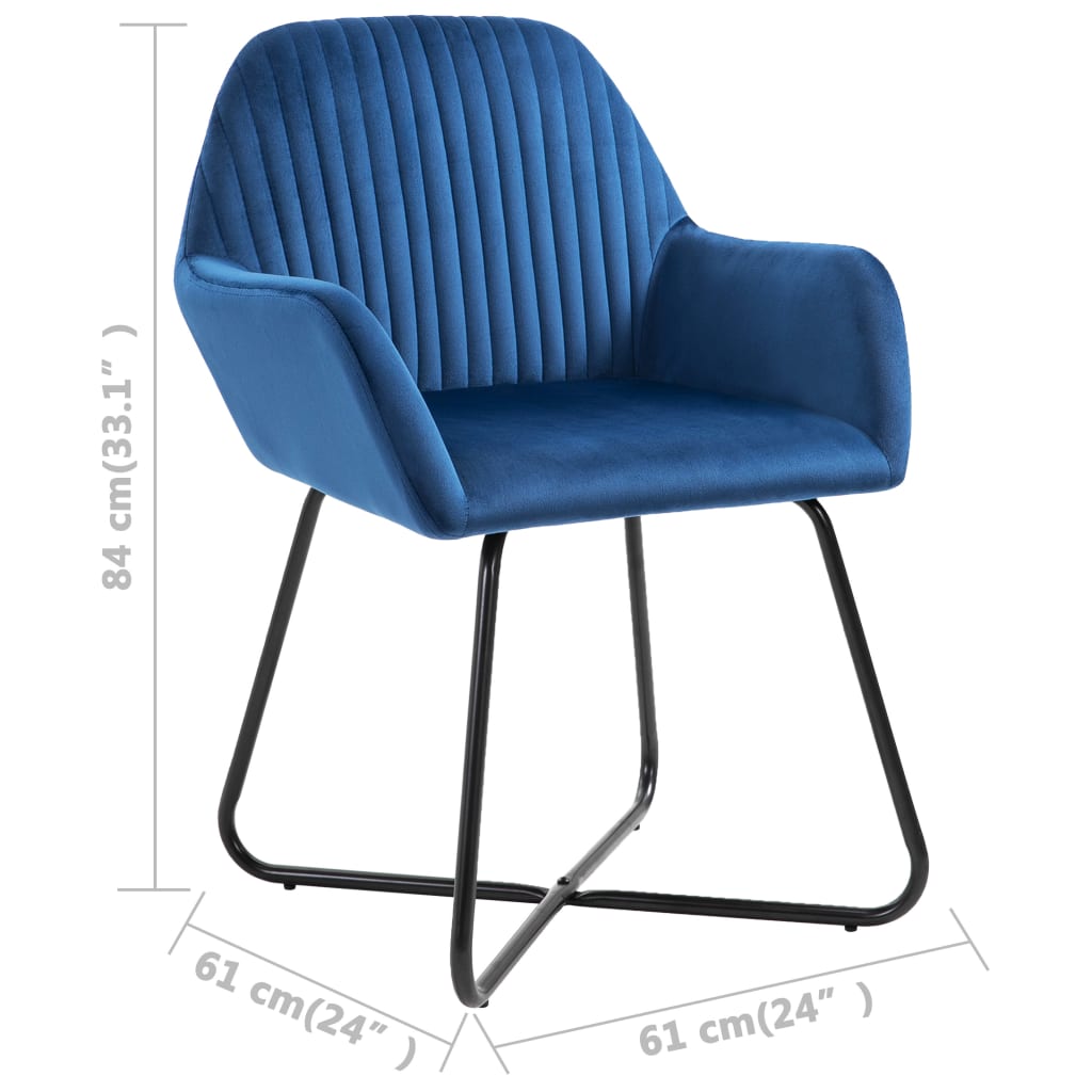 vidaXL Blagovaonske stolice 4 kom plave baršunaste